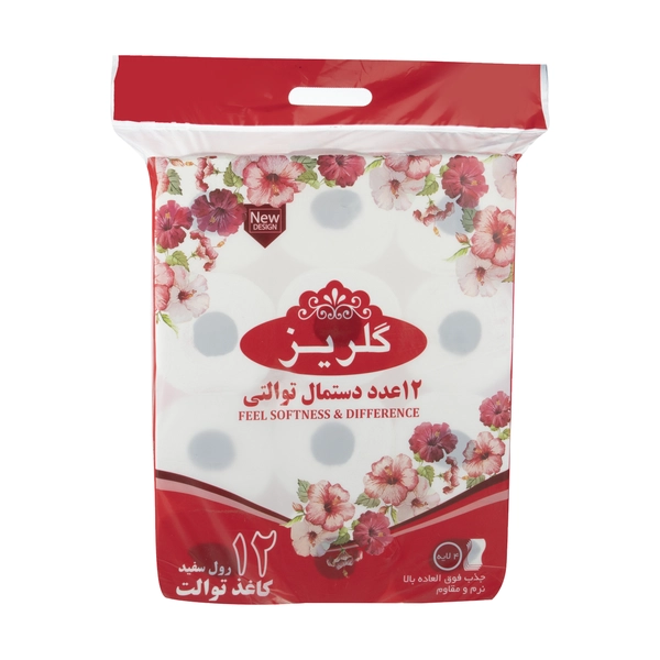 دستمال کاغذی رولی چهارلایه گلریز - 12 عدد