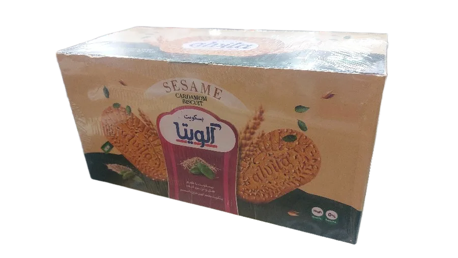 بیسکوئیت پذیرایی جعبه ای ۸۵۰ گرمی آلویتا با طعم هل و تزئین کنجد