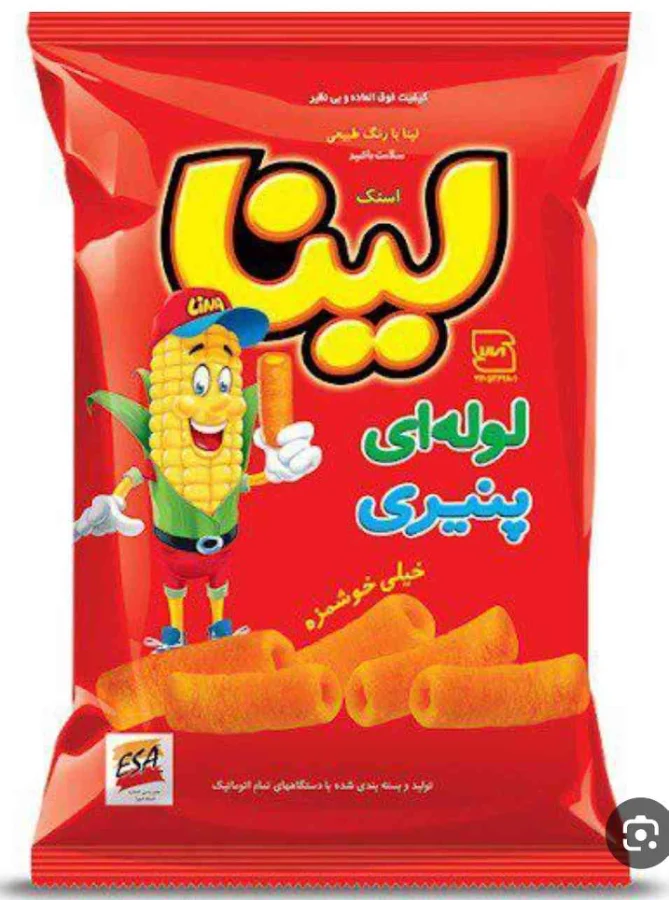 اسنک لینا لوله‌ ای ۷۵ گرمی لینا