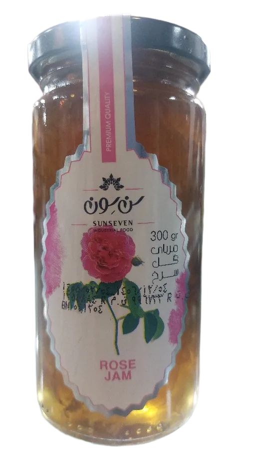 مربای گل سرخ 300 گرمی شیشه‌ای سن سون