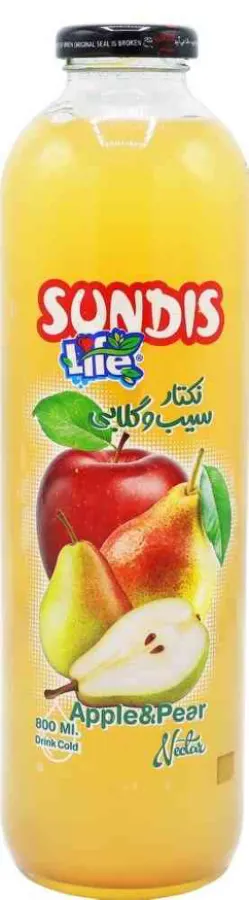 نکتار سیب و گلابی ۸۰۰ میل شیشه ای ساندیس