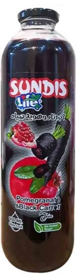 آب انار و هویج سیاه ۸۰۰ میل شیشه ای ساندیس